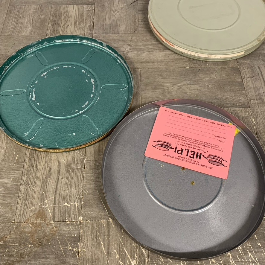 5 x Vintage 10.5 Metal Film Reel Canister Case Empty Various Colors