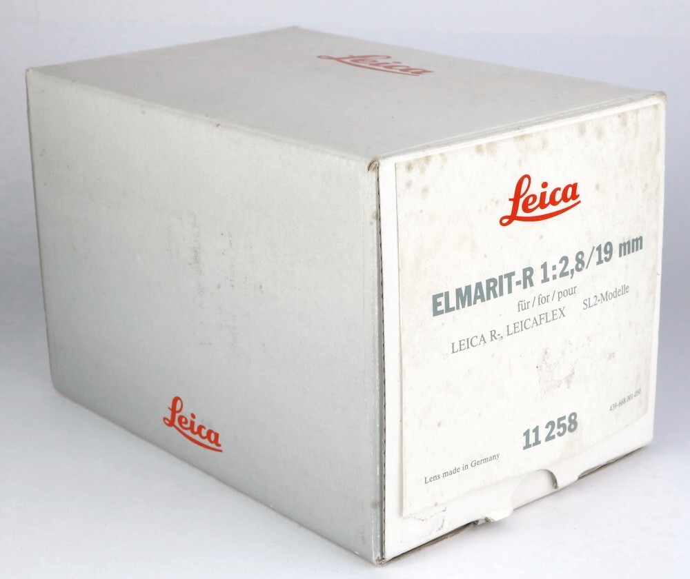 LEICA ELMARIT-R 19 19mm f/2.8 empty BOX plus CAPS CASE HOOD / GENUINE