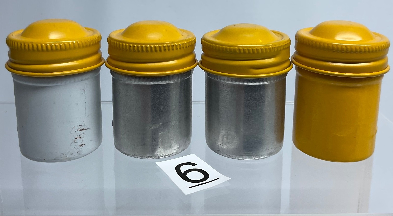 4 VTG Lot Kodak 35mm Film Roll Embossed Container Metal Tin Can Canister yellow