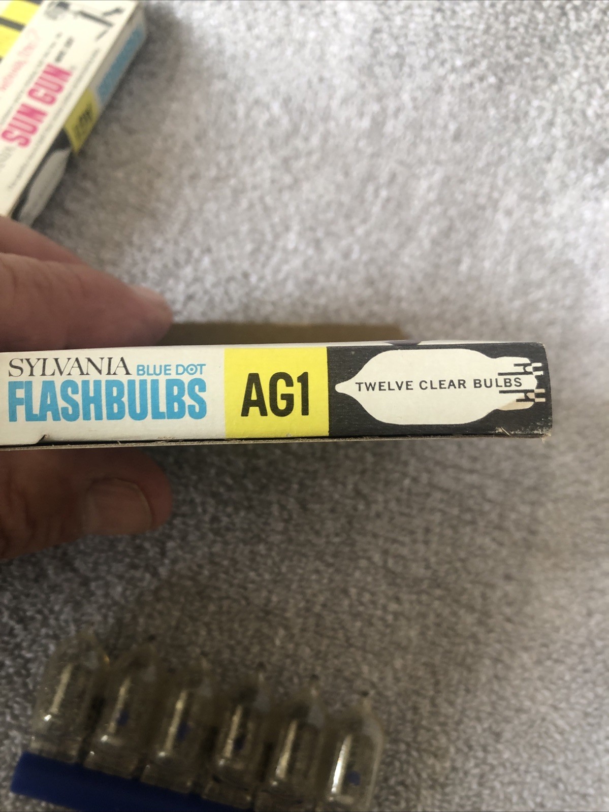 Sylvania Blue Dot Flashbulbs AG1 • 1 Box of 12 Clear Bulbs Vintage NOS