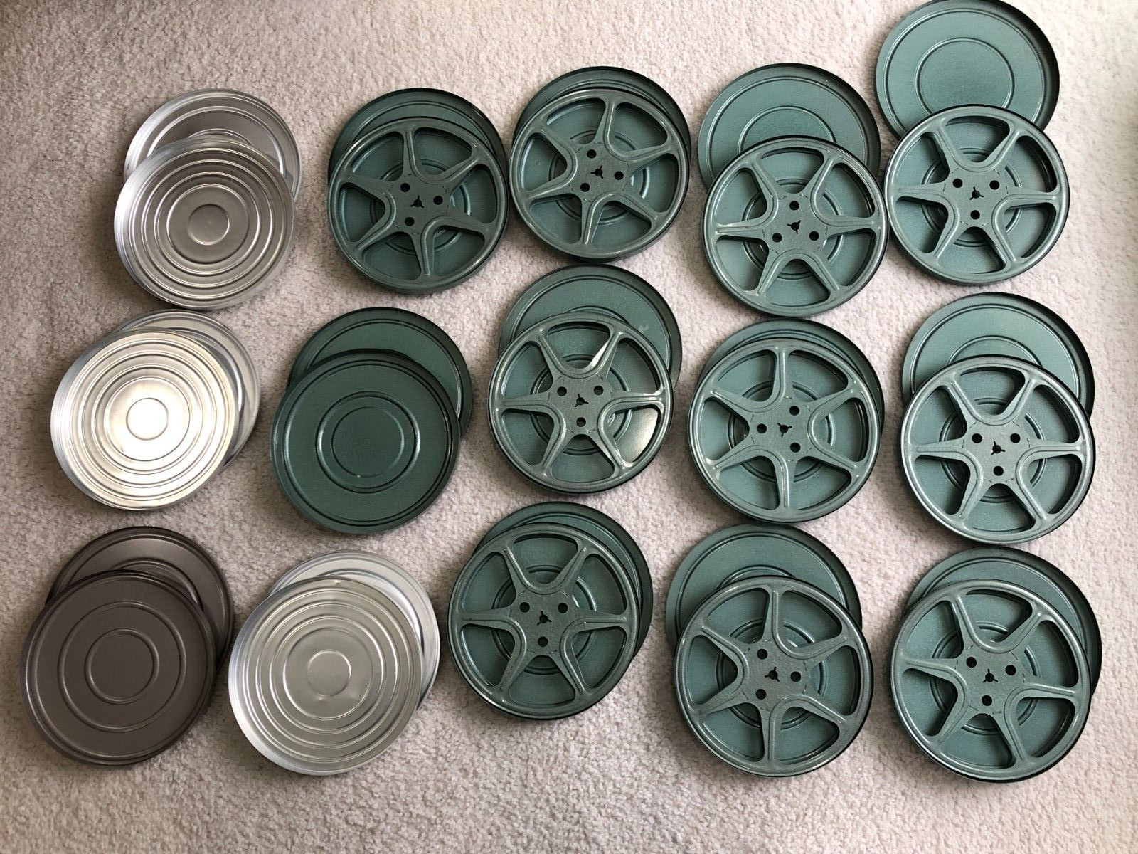8mm Metal Film Boxes (2), Reels, and Canisters (see details & photos)