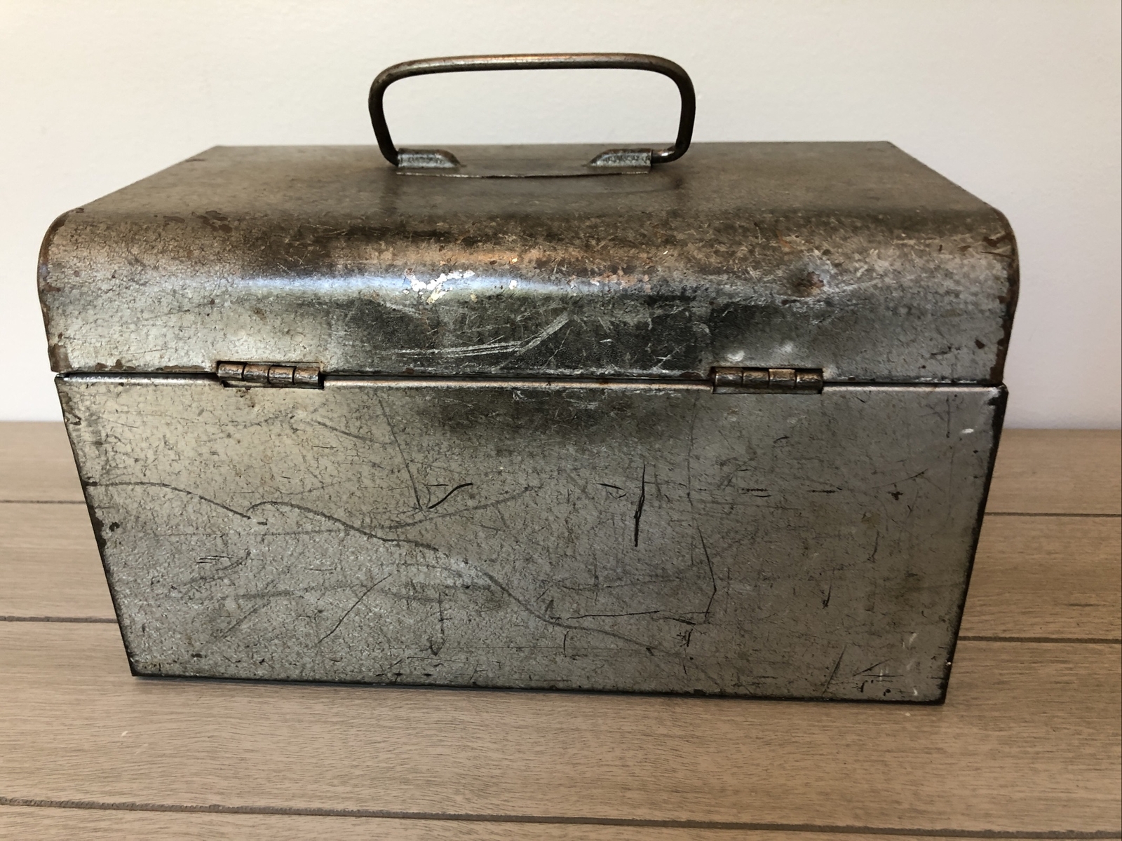 Vintage Metal Storage Case Box for 8mm Movie Reels, Holds 12, Latched w/ Handle