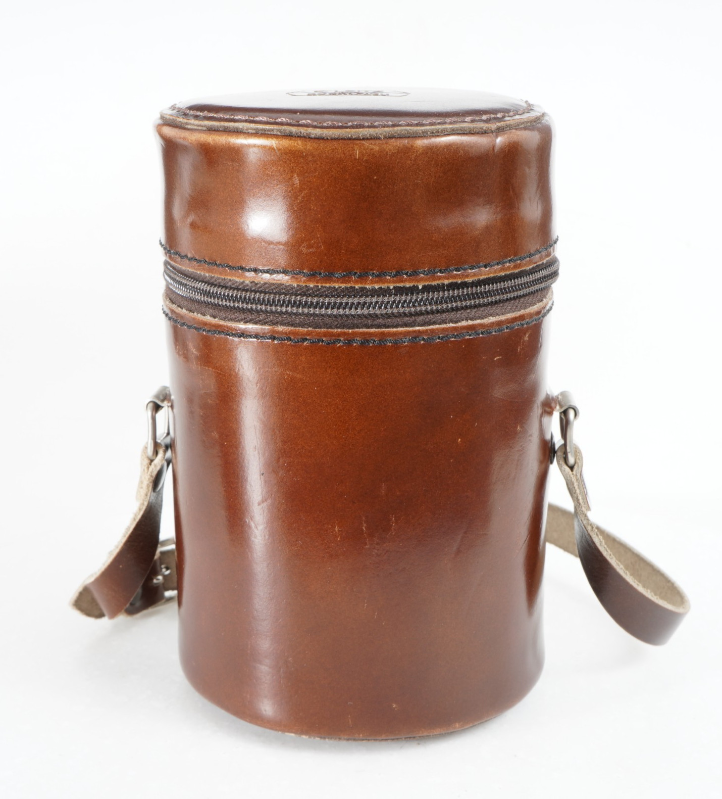 -[EX+++] E. LEITZ #3 LENS CASE 98283 BROWN LEATHER + STRAP For Elmarit-R 90mm