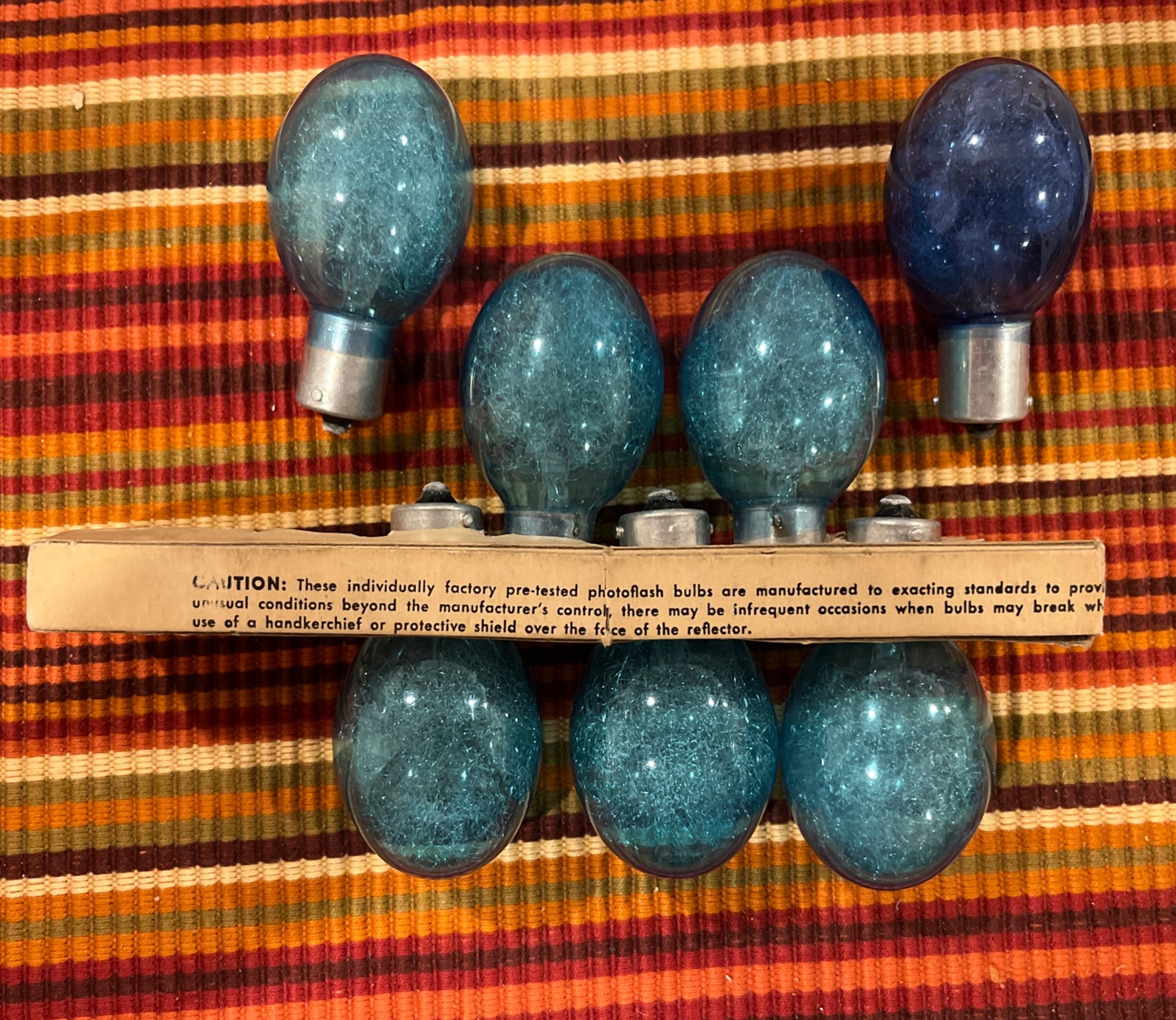 Vintage Lot of 7 Round Flash Bulbs for Camera Blue Bulbs