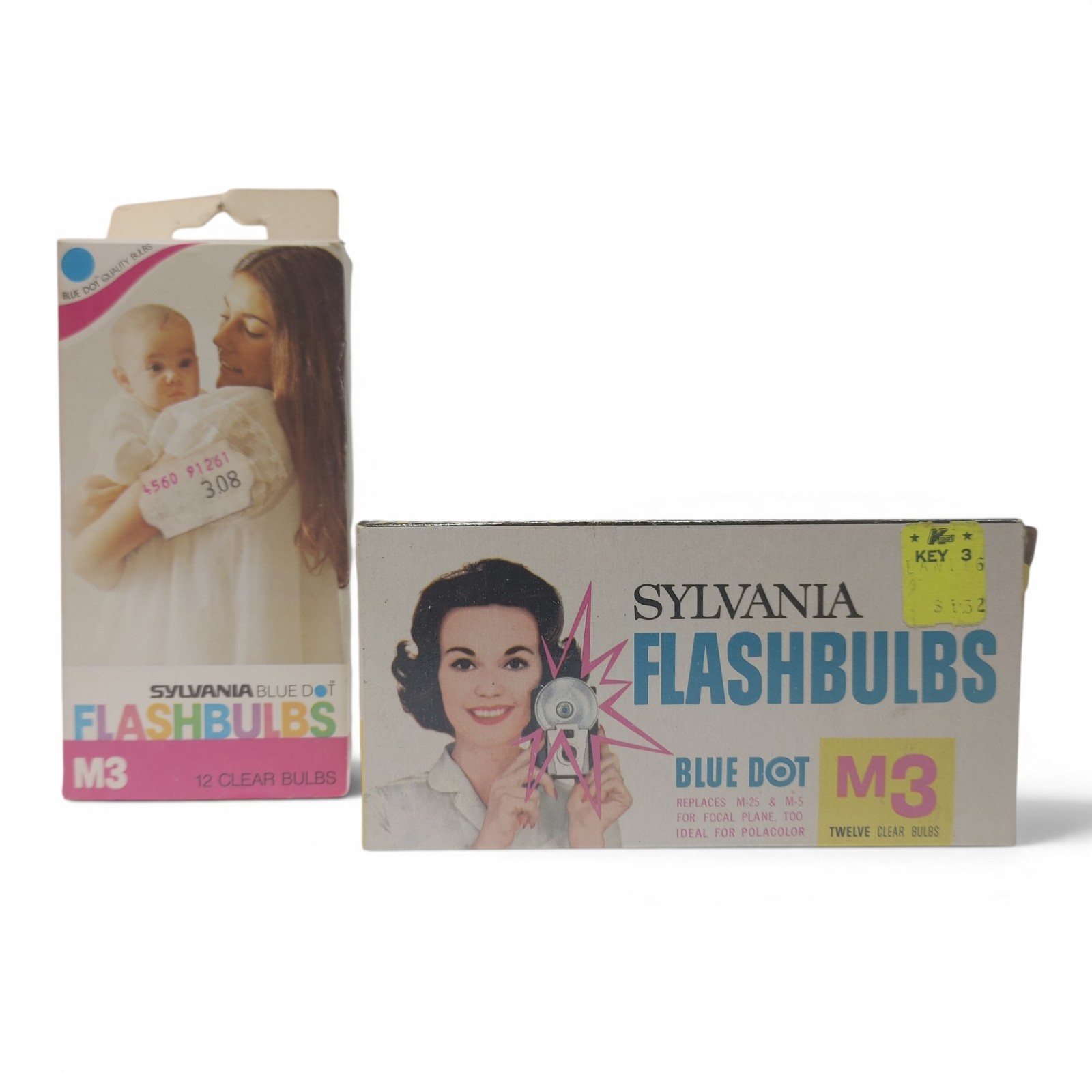 NOS ~ Lot of 2 ~ Vintage SYLVANIA Blue Dot M3 Flashbulbs ~ 12 Bulbs/Box