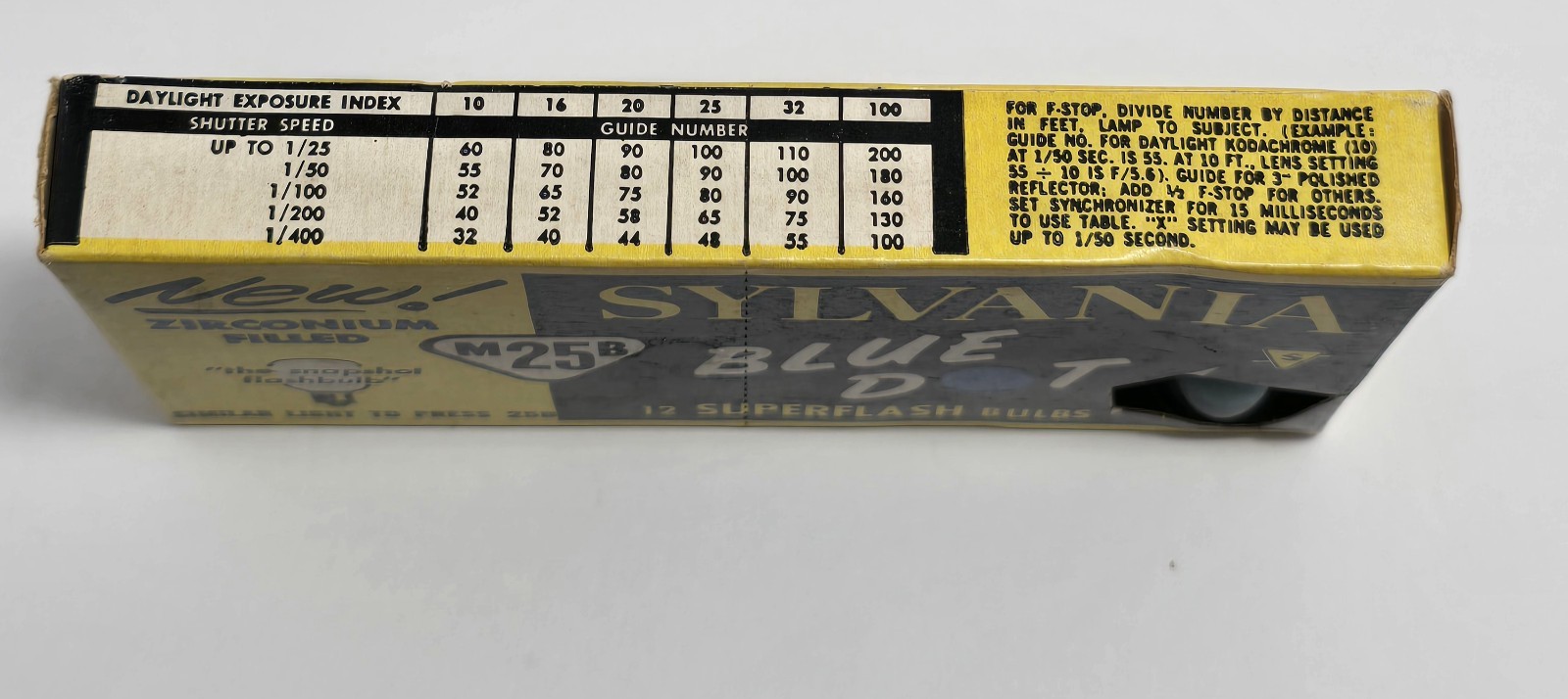 Slyvania Blue Dot M25 Vintage Superflash Bulbs Zirconium Filled NIB 12 Bulbs