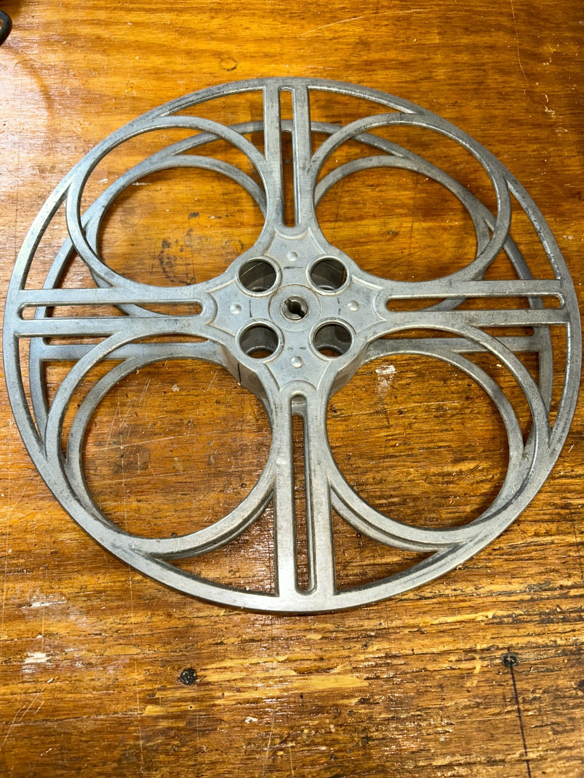 Vintage Goldberg Bros. 35mm Cinema Reel 4 Hole Cast Aluminum 14″ Compact Size