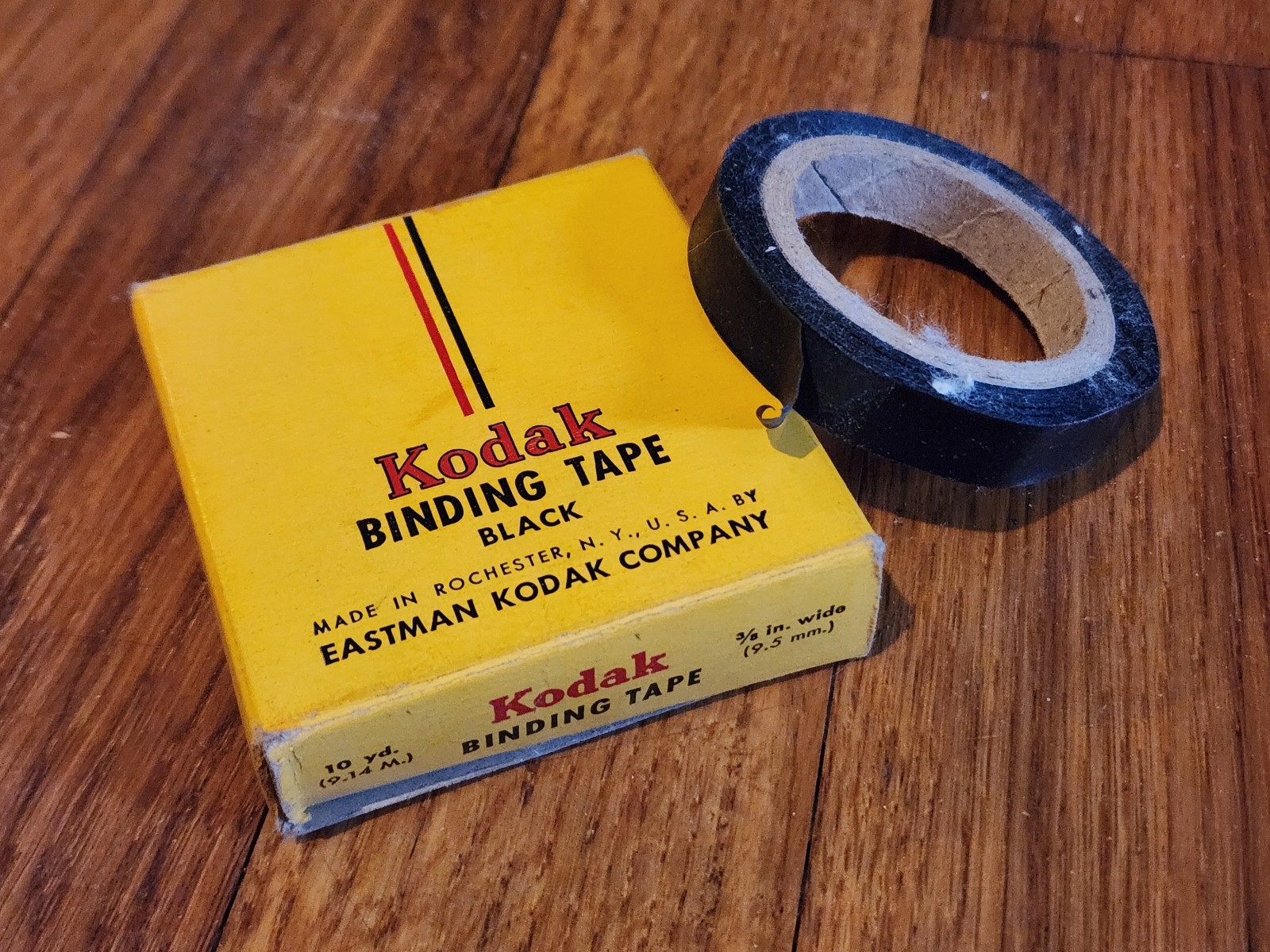 Vintage – Kodak 10yd 3/8″ Wide Black Binding Tape c. 1970s