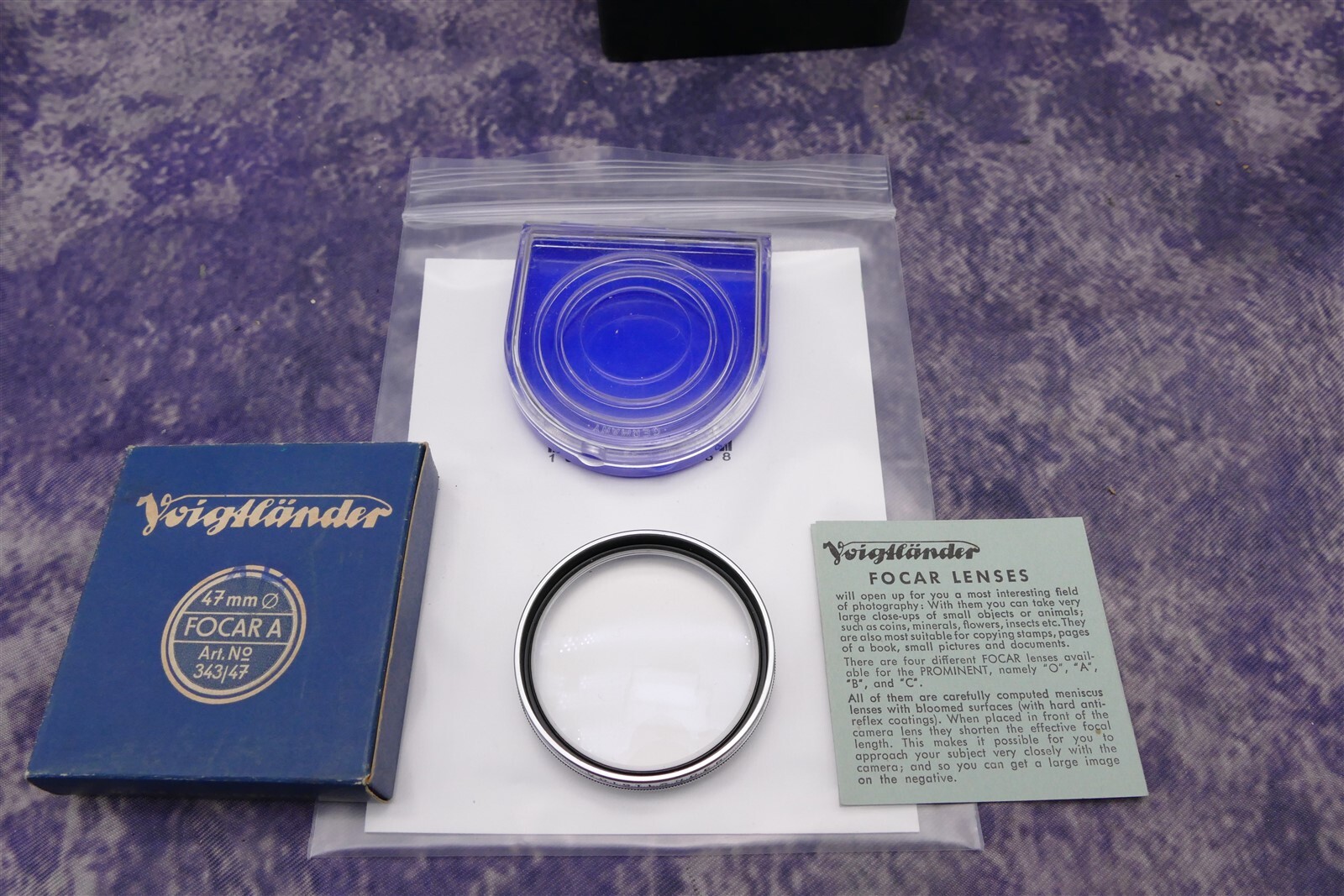 Voigtlander Focar A 343/47 47mm Slip on Close-Up Filter With Case in the Box