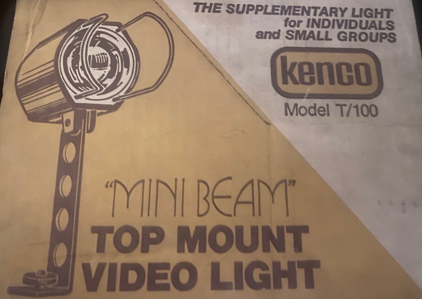 Vintage Kenco Mini Beam Video Light T/100 Complete In Box Untested Made USA