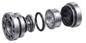 Exploded view of a CAD-modeled bearing and seal assembly
