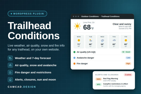 Trailhead Conditions – WordPress Trail Conditions and Weather Plugin