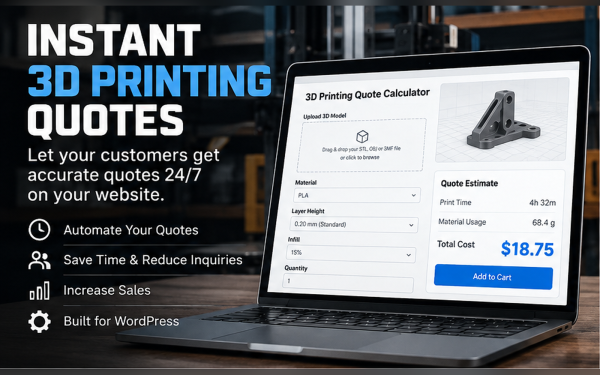 3D Print Quoting Calculator – WordPress Instant 3D Printing Quote Plugin