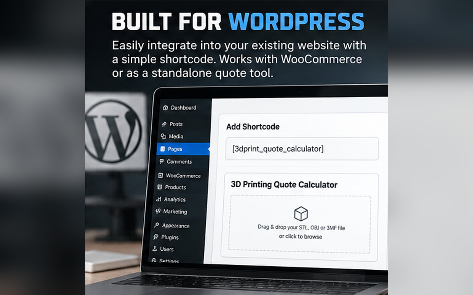 Add the 3D print quoting calculator to any WordPress page with a shortcode